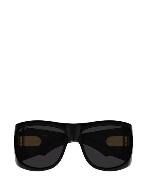 Gucci Eyewear double G rectangle-frame sunglasses - Black - zdjęcie produktu nr 1