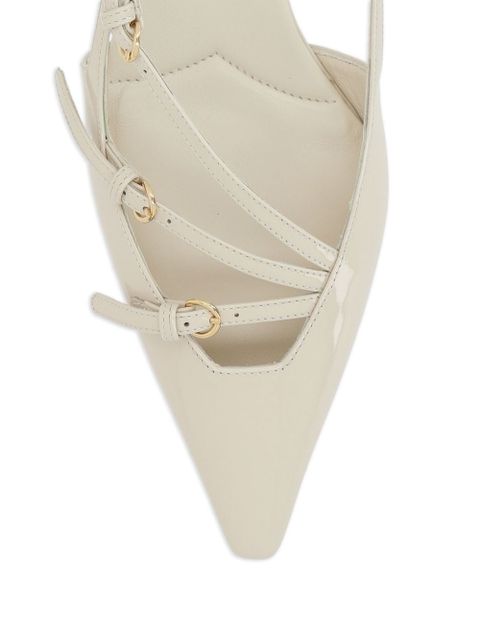 Miu Miu buckled patent slingback pumps - Neutrals