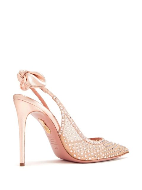 Aquazzura 85mm crystal-embellished pumps - Neutrals