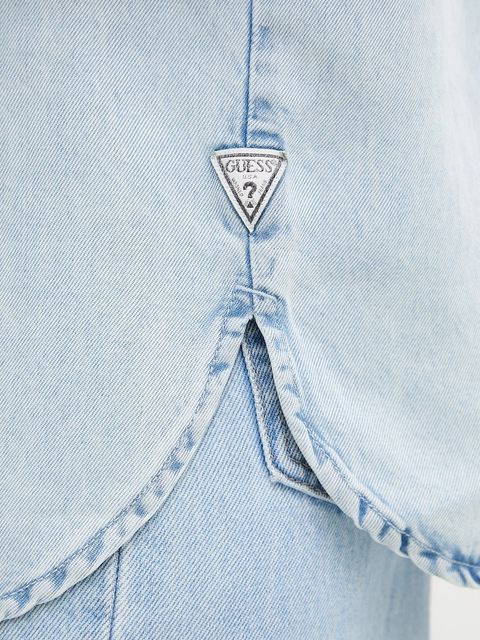 Guess koszula WESTERN damska kolor niebieski regular z kołnierzykiem klasycznym W5YH33 D4N61