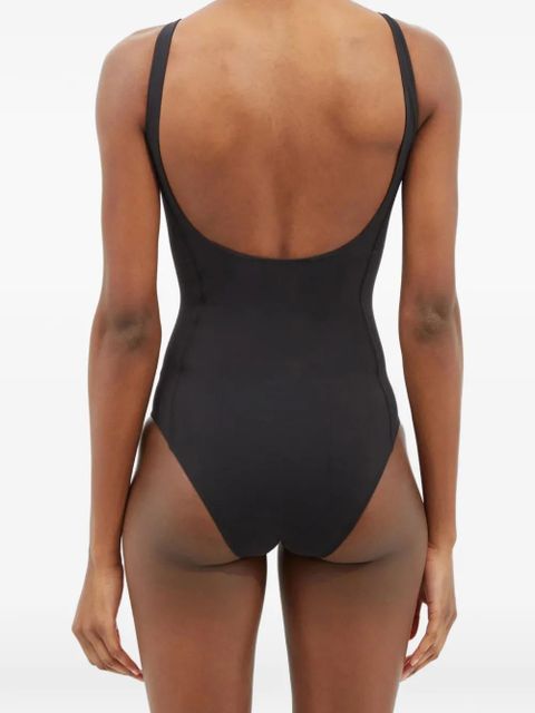 Moncler zip logo-print swimsuit - Black