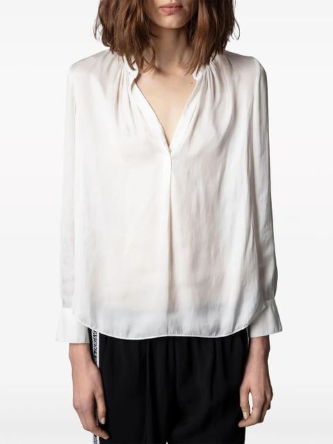 Zadig&Voltaire gathered-detail satin-weave blouse - White