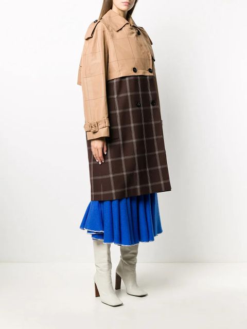 Marni two-tone checkered trench coat - Brown