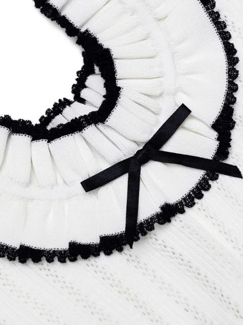 Self-Portrait ruffled bow mini dress - White