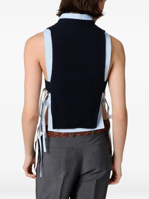 Miu Miu V-neck logo vest - Blue - zdjęcie produktu nr 2