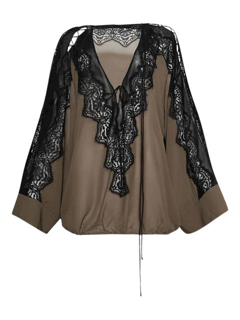 Christopher Esber lace-paneled tunic - Brown