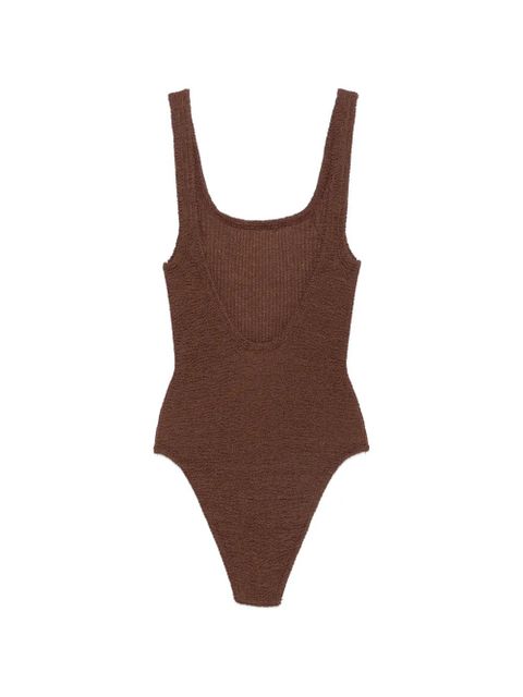 Hunza G crinkle-effect square-neck swimsuit - Brown - zdjęcie produktu nr 2