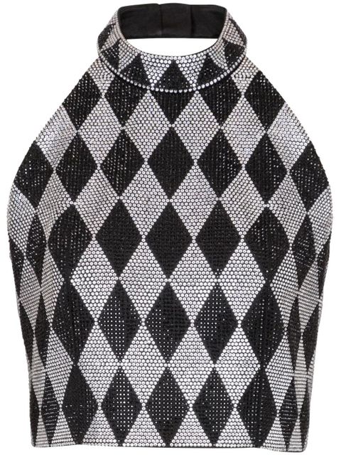 Balmain diamond-print rhinestone crop top - Black - zdjęcie produktu nr 1