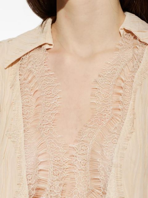 Blumarine lace tiered mini dress - Neutrals