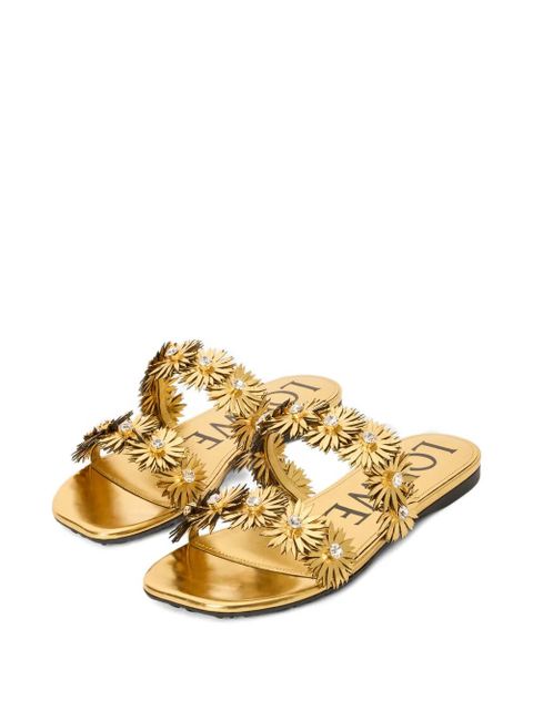LOEWE flower-embellished flat sandals - Gold