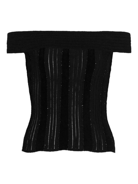 Balmain glitter off-the-shoulder top - Black - zdjęcie produktu nr 1