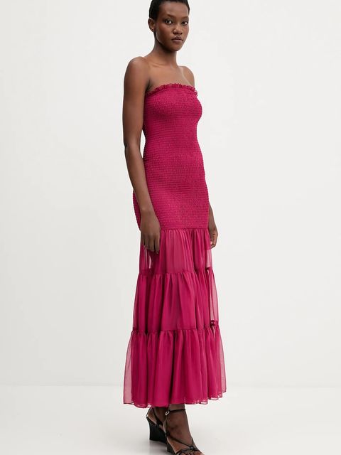 Bardot sukienka AZURA kolor bordowy midi rozkloszowana 59882DB