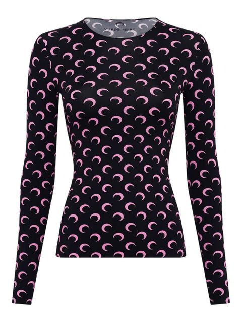 Marine Serre moon printed jersey top - Black - zdjęcie produktu nr 1