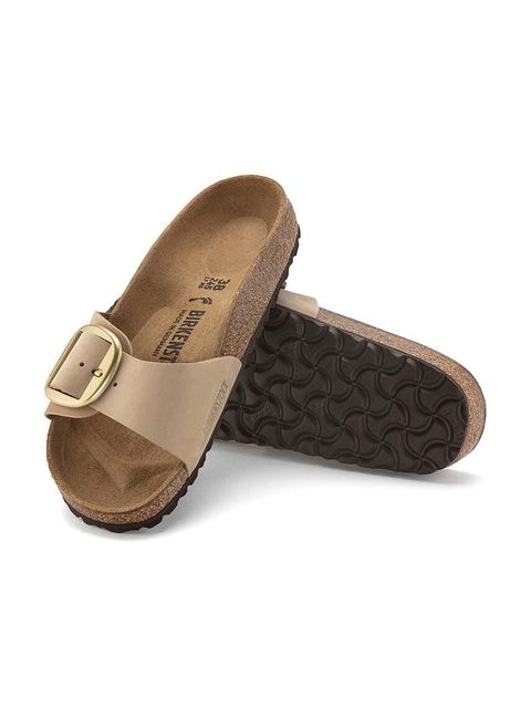 Birkenstock klapki nubukowe Madrid Big Buckle kolor beżowy 1024009 - zdjęcie produktu nr 2