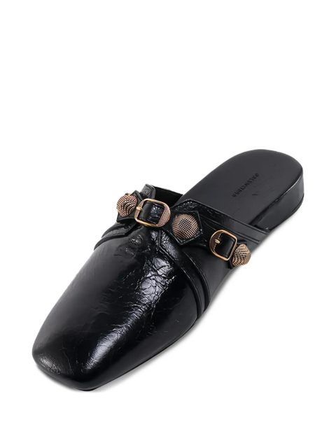 Balenciaga Cagole studded leather slippers - Black