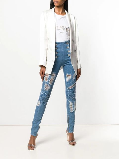 Balmain button-front skinny jeans - Blue