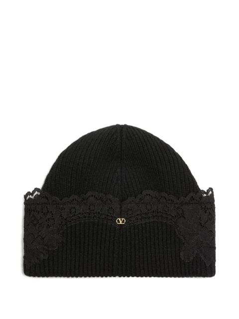 Valentino Garavani Vlogo Signature lace beanie - Black - zdjęcie produktu nr 1