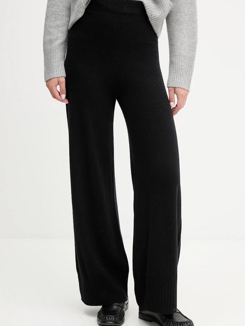 United Colors of Benetton spodnie z dodatkiem wełny damskie kolor czarny szerokie high waist 102HDF00Z - zdjęcie produktu nr 1