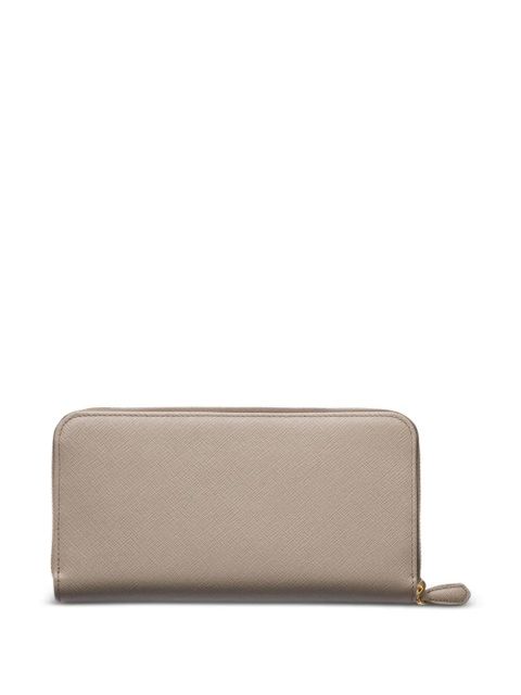 Prada leather zip wallet - Neutrals