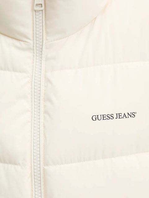 Guess Jeans bezrękawnik damski kolor beżowy zimowy W4BN59 WGII2