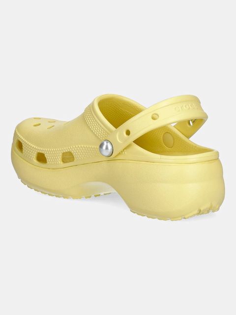 Crocs klapki Classic Platform Pearl Clog damskie kolor żółty na platformie 211231
