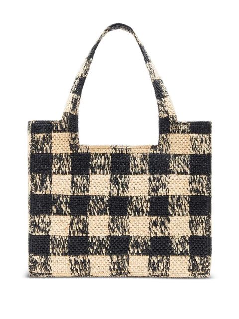 LOEWE Font checkerboard logo large tote bag - Neutrals