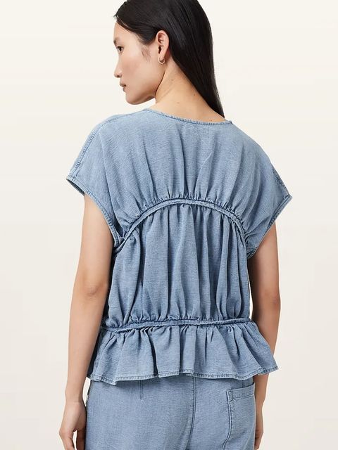 AllSaints bluzka REMY damska kolor niebieski W093PC