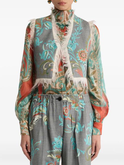 ETRO floral-print fringed waistcoat - Grey - zdjęcie produktu nr 2