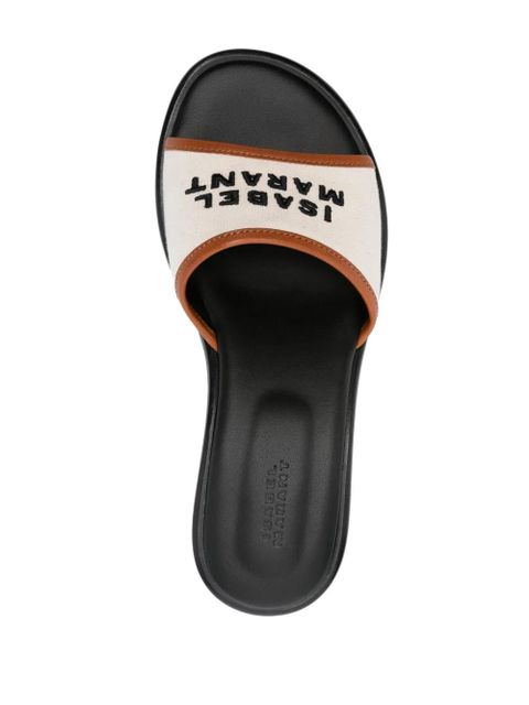 ISABEL MARANT 50mm logo-embroidered mules - Neutrals