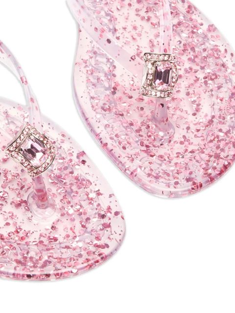 Casadei glitter-embellished flat sandals - Pink