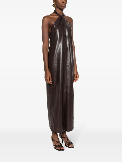 Nanushka halterneck faux-leather dress - Brown