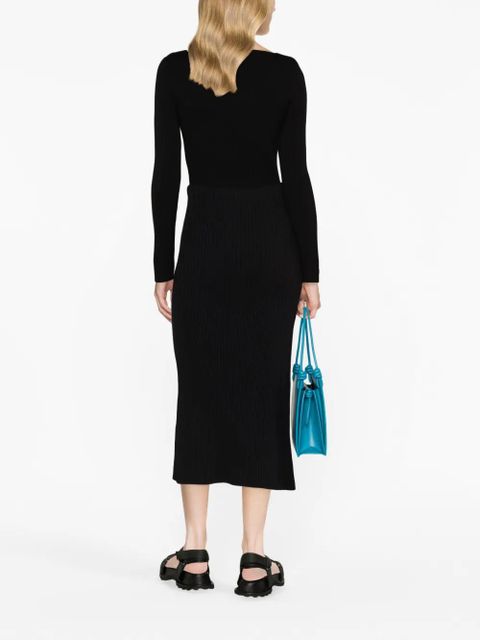 Jil Sander ribbed-knit cotton pencil skirt - Black