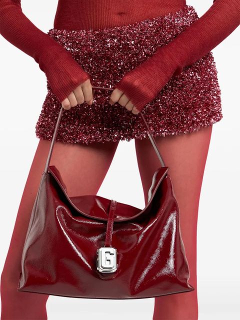 GCDS large leather Comma bag - Red