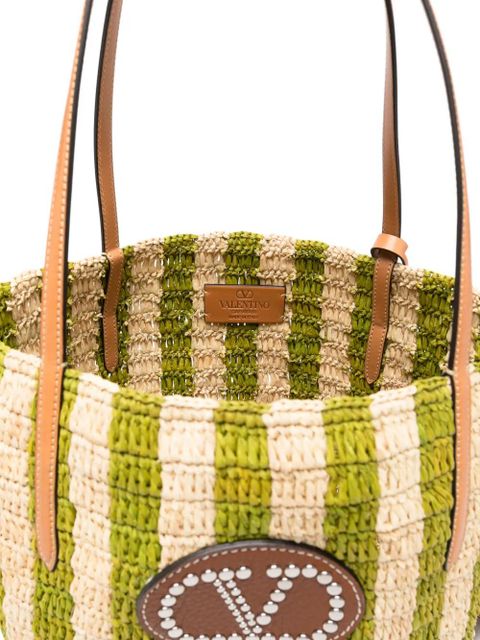 Valentino Garavani striped appliqué tote bag - Green