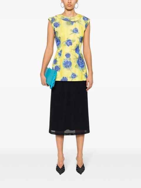 Marni floral-print taffeta top - Yellow - zdjęcie produktu nr 2