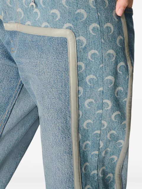 Marine Serre moon-print zip-fly jeans - Blue