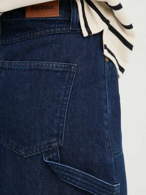 Barbour spódnica jeansowa kolor granatowy maxi prosta LSK0104