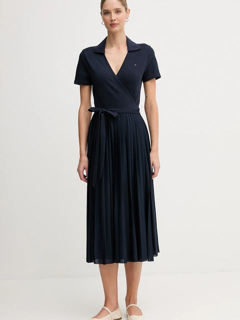 Tommy Hilfiger sukienka kolor granatowy maxi rozkloszowana WW0WW45733 - zdjęcie produktu nr 1