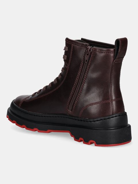 Camper botki skórzane Brutus+ damskie kolor bordowy na płaskim obcasie K400816-003 - zdjęcie produktu nr 2