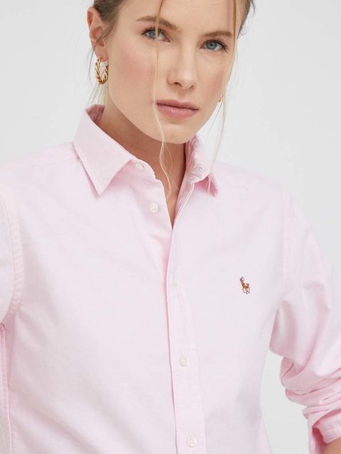 Polo Ralph Lauren koszula bawełniana damska kolor różowy regular z kołnierzykiem klasycznym - zdjęcie produktu nr 1