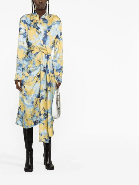 Off-White floral-print wrap shirtdress - Blue - zdjęcie produktu nr 2