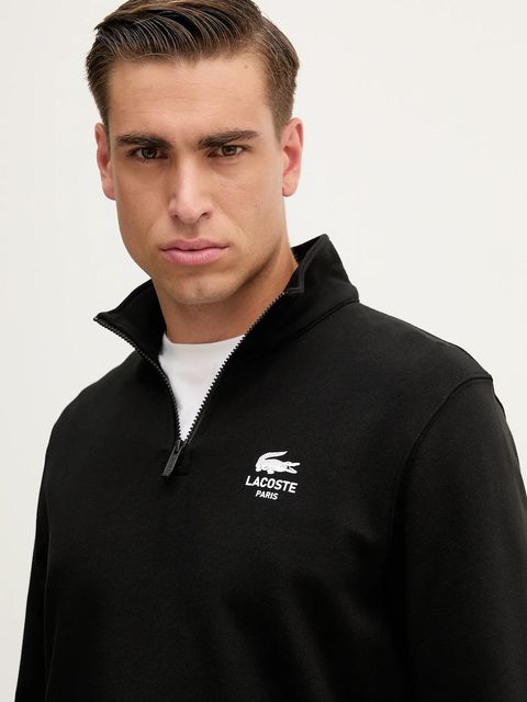 Lacoste bluza bawełniana kolor czarny z nadrukiem SH2735