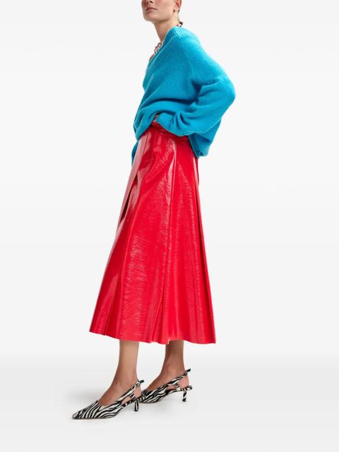 Essentiel Antwerp leather A-line midi skirt - Red