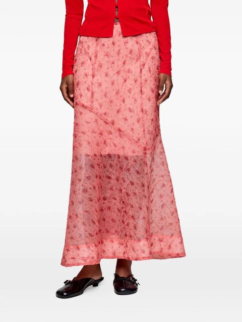 GANNI floral-print maxi skirt - Pink