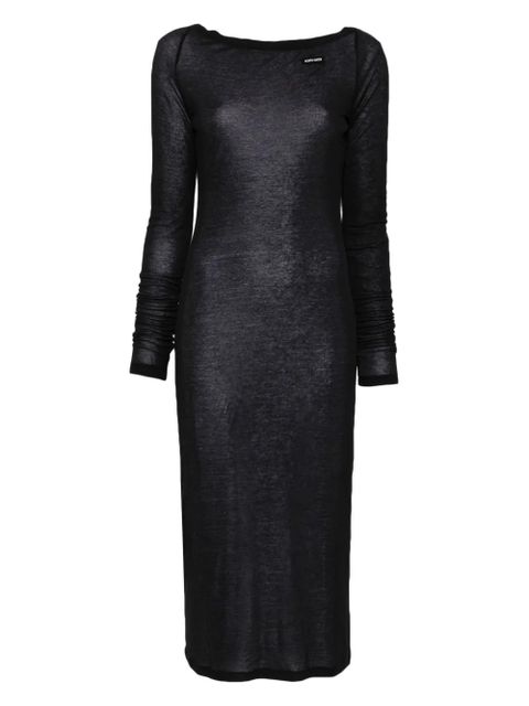 Miu Miu logo-patch midi dress - Black - zdjęcie produktu nr 1