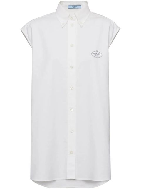 Prada logo-print sleeveless oxford shirt - White - zdjęcie produktu nr 1