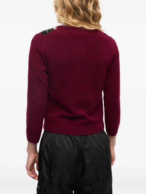 GANNI argyle-pattern cardigan - Red - zdjęcie produktu nr 2