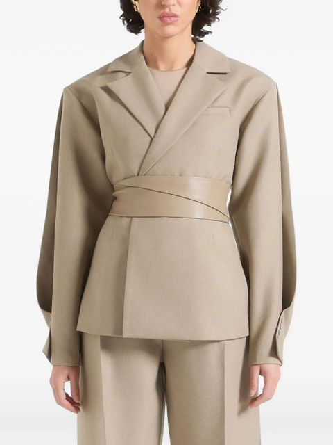 Manière De Voir Marie twist-sleeve belted blazer - Neutrals