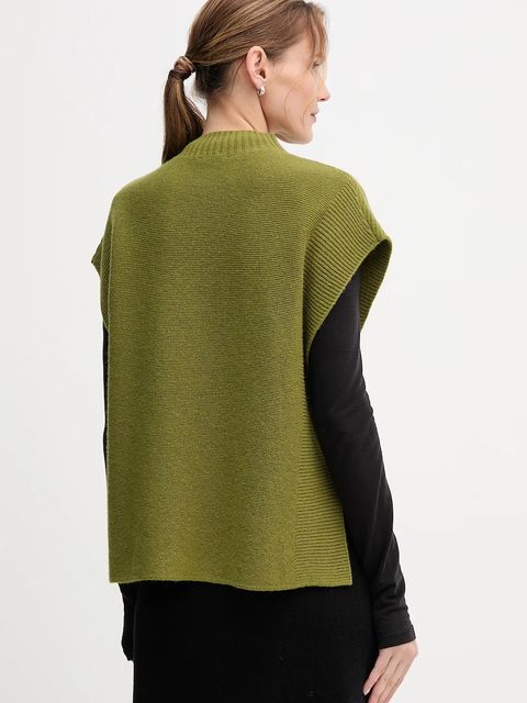 United Colors of Benetton kamizelka z dodatkiem wełny damski kolor zielony z półgolfem 1244D10EF - zdjęcie produktu nr 2