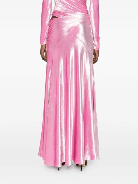 Rabanne velvet brooch long skirt - Pink